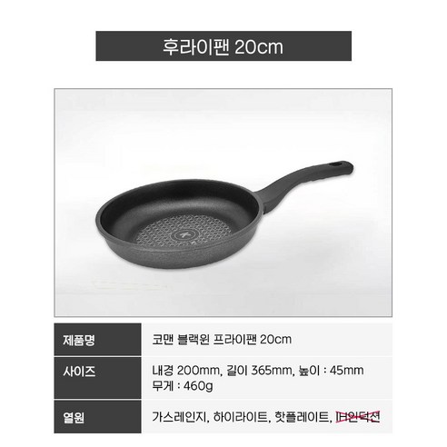 실용성과 아름다움을 겸비한 주방 필수템, 코맨 코팅 프라이팬 2종 세트