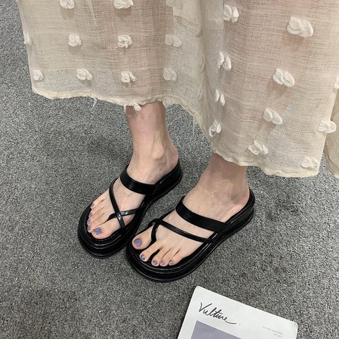 이스트 게이트 두꺼운 바닥 발가락 샌들 여성 여름 새로운 두꺼운 바닥 플랫폼 신발 슬리퍼 착용