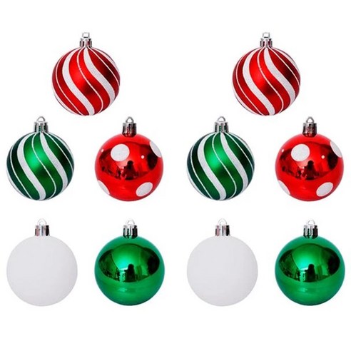 Retemporel 크리스마스 트리 장식 컬러 드로잉 볼 홈 녹색과 빨간색 그린 공 세트, 레드&그린