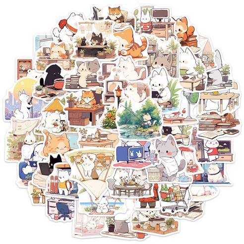 포트렘 캐리어 노트북 스티커, 1세트, 13_고양이