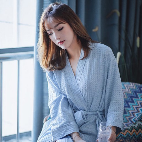 DFMEI-Y 봄 여름 가을 겨울 수건 빨간색 확장 잠옷 여성 미용실 간단한 남자 봄, 2XL, DFMEI 여성 라이트 블루