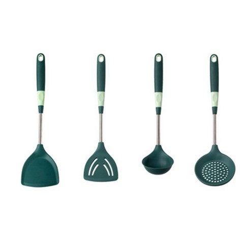 4pcs 실리콘 주방 용품 조리기구 세트 조리기구 주걱 삽 셰이프 달걀 비터 핸들 주방 요리 도구 세트, 하나, 보여진 바와 같이