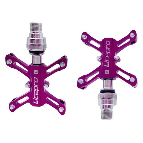접히는 순환을위한 경량 자전거 편평한 페달 도로 자전거 BMX, 109x63mm, 알루미늄 합금, 보라색