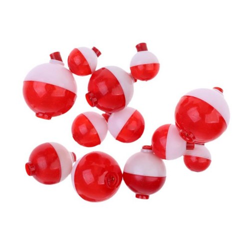 12 조각 낚시 플로트 라운드 플로트 bobbers 낚시 태클 액세서리, 흰색과 빨간색, 2.2cm 4.2cm, 설명
