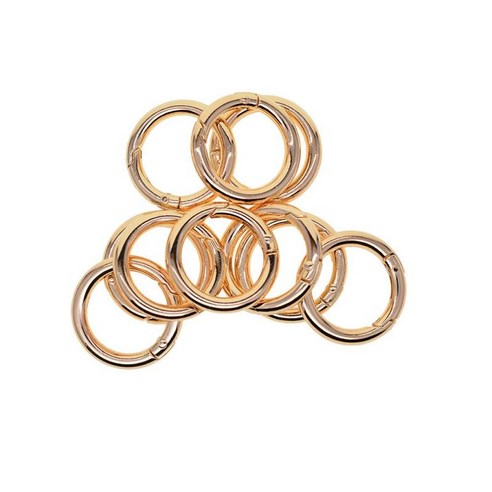 10pcs 28mm 라운드 원형 카라비너 스냅 후크 키 체인 열쇠 고리 O 링 스프링, 황금, 합금