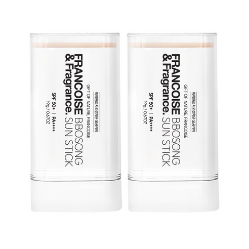 프랑스와즈 뽀송선스틱 SPF50+ 선블록 미백 주름개선 모공커버 톤업 선크림 추천 1+1 스틱형 선크림 백탁현상없음, 19g, 1개