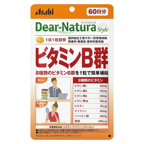 Asahi 디어 내츄라 비타민B군 타블렛, 1개, 60정