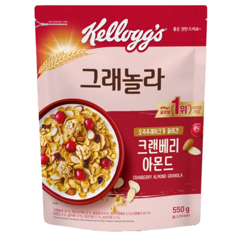 켈로그 크랜베리 아몬드 그래놀라 시리얼, 550g, 1개