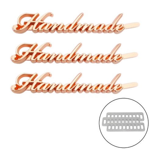 바이유즈 handmade 금속라벨 핸드메이드라벨, 1세트, 로즈골드3p