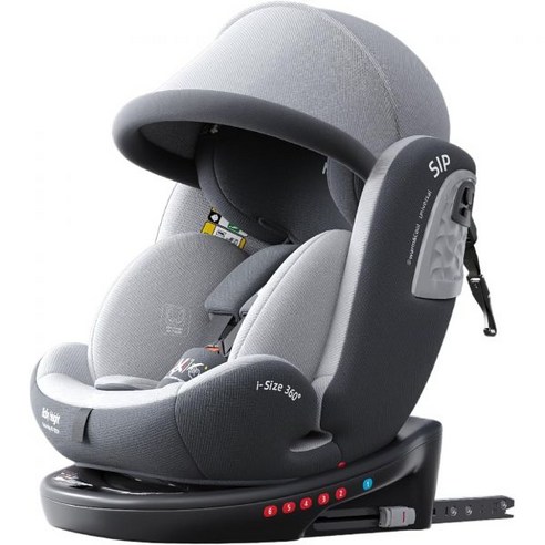 heekin 어린이용 카시트 360° 회전 ISOFIX 고정형 ECE R129(i-Size) 표준 신생아부터 12세까지 사용 가능 각도 조절(회색), 회색