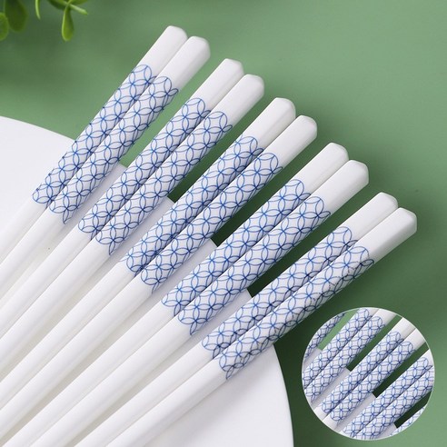 BLOWFISHFUGU 고급 빈티지 도자기 도자기 젓가락 내열 젓가락 세라믹젓가락 24.5CM, 10개, 화이트E