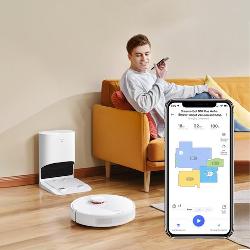 집안 청결을 유지하는 강력한 흡입력과 자동 집진 시스템의 드리미 로봇청소기