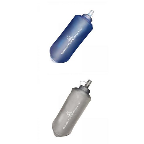 야외 캠핑 사이클링을 위한 2x 500ml 접을 수 있는 물병 누수 방지, 26x10.5cm, TPU, 블루+그레이