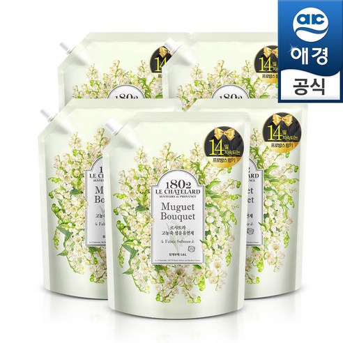 르샤트라1802 고농축 뮤게부케 섬유유연제 리필, 1.6L, 5개