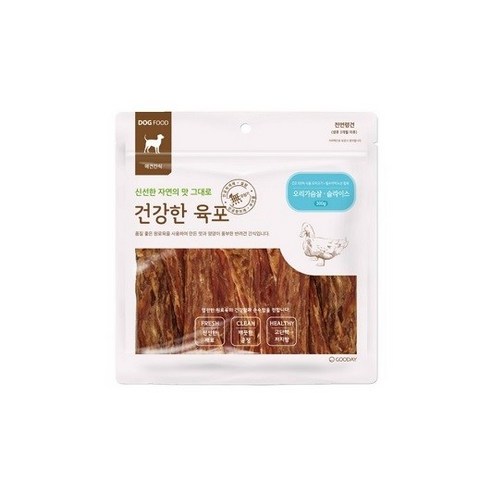 굿데이 건강한육포 반려견간식 300g, 오리가슴살 슬라이스, 3개