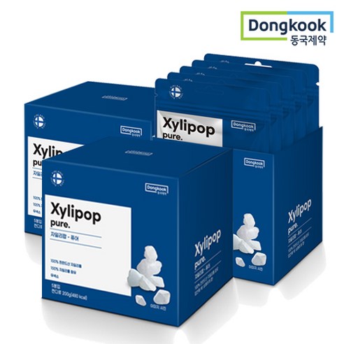 동국제약 100% 핀란드산 무설탕 자일리톨 캔디 자일리팝 퓨어 파우치 5개입, 200g, 3개