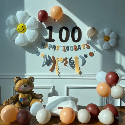 헤이그샵 아기 백일 베이비 100일 풍선 세트 인스타감성, 100th에디션, 1세트