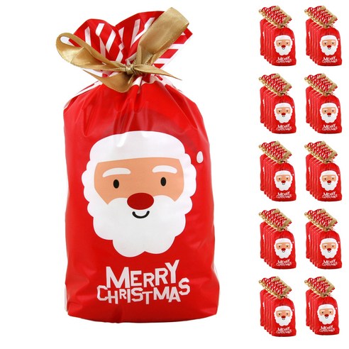크리스마스 선물포장 리본 포장봉투 모음, 50개, 3.메리산타