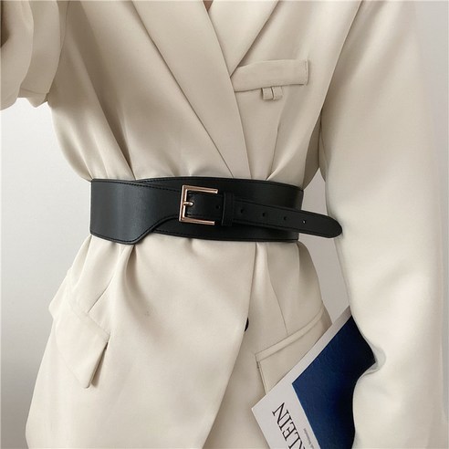 유럽과 미국의 기하학적 불규칙한 탄성 허리띠 여성 패션 복장 코트 허리 인감 장식 허리띠