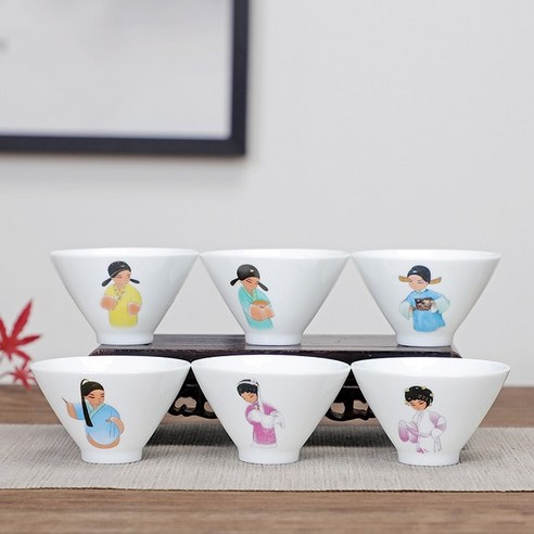 FREELIFE 전통찻잔세트 예쁜 도자기 JP-414, 6PCS 50ml-736
