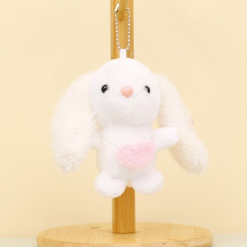 대어 스토어 토끼인형 키링 열쇠고리 차키 가방 장식고리, 화이트, 1개