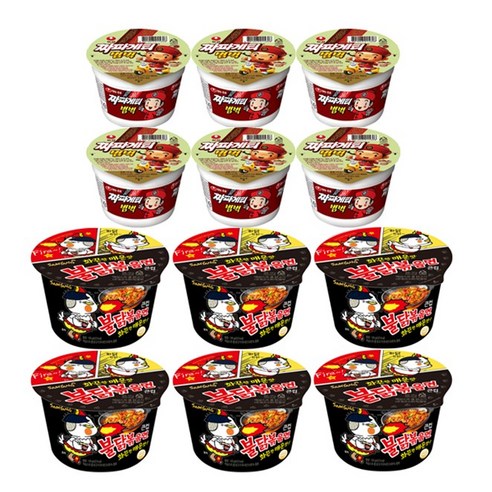 불닭볶음면큰컵6개+짜파게티범벅소컵6개, 1세트