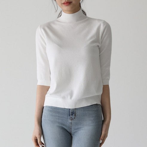 편안함과 세련된 스타일이 조화를 이루는 루나소이 여성 반팔 반목티