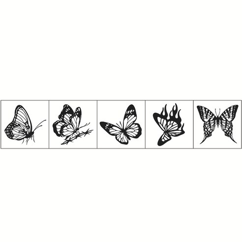 엠쿠 반영구 심플 포인트 손목 타투 헤나 방수 스티커, 5장, 나비