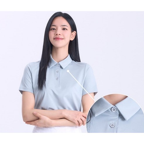 통기성좋은 여자 쿨스판 여름 골프 운동 카라 반팔티