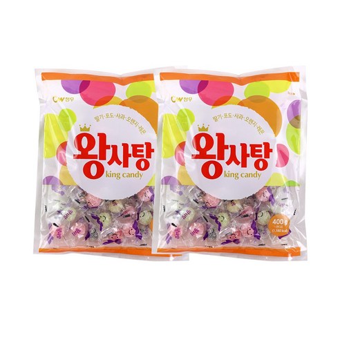 [청우식품] CW 청우 왕사탕 400g x4개 / 대용량 캔디 5가지맛, 4개