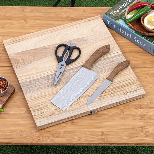 내구성 있는 나드레타 감성 캠핑 칼&도마 세트로 캠핑을 더 편안하고 즐겁게 만드세요.