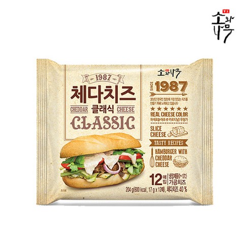 소와나무 동원 체다치즈클래식 슬라이스치즈 204g(12매)x8개 [냉장배송], 204g, 8개