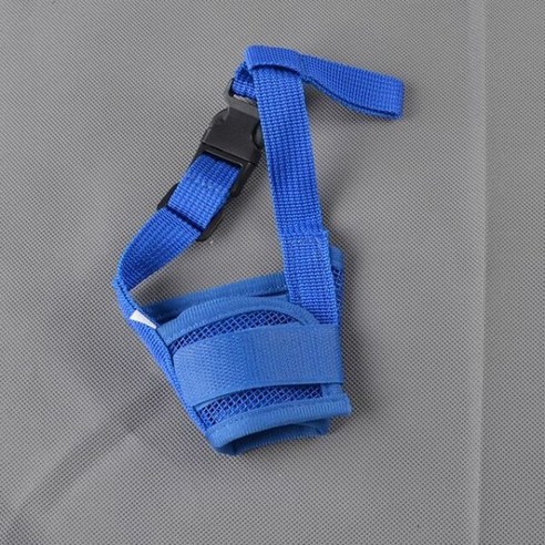 작은 대형견용 짖는 총구 조절 메쉬 통기성 반려동물 입 나일론 스트랩 액세서리, XL, 파란