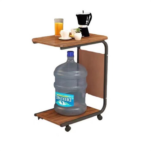 컴퓨터 본체 데스크탑 받침대 보관 수납장 정리함, 짙은 나뭇결 색상 높이 64cm