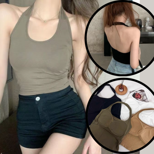 피카푸카 홀터넥 섹시 크롭 튜브탑