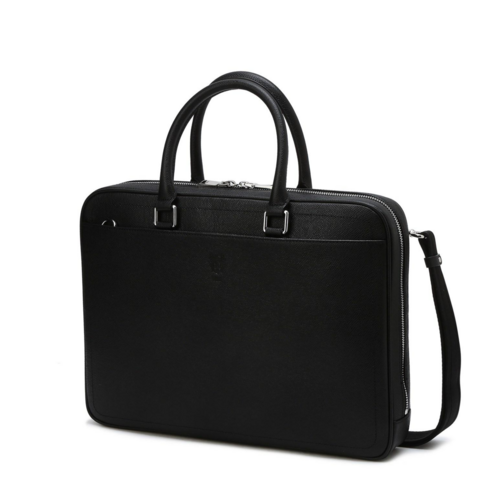 닥스 남성 블랙 천연 소가죽 단색 서류가방 메신저백 겸 크로스백 WBBA1F404BK