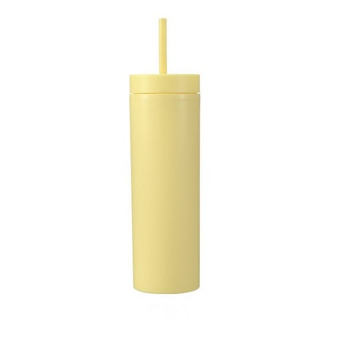 16oz 더블 AS 플라스틱 스트레이트 컵 다색 스크럽 음료 물컵, 누르스름하다, 501-600ml