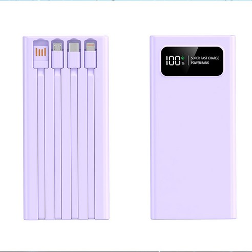 고속충전 대용량 보조배터리 20000mAh PD22.5W 멀티단자 4개 충전선 잔량표시 보조배터리, 퍼플