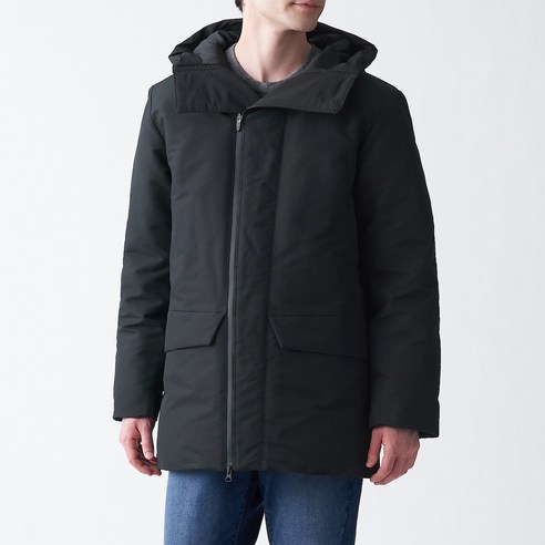 무인양품 MUJI 남성 방한력을 높인 발수 후드 다운 코트 ADG32A0A