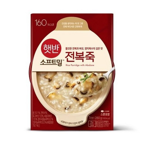 CJ제일제당 햇반 소프트밀 전복죽 280g x8개, 8개