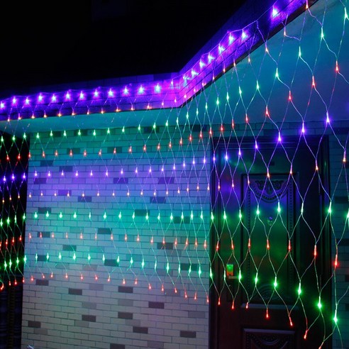 LED 크리스마스 장식 화환 2022 신년 방 장식 문자열 조명 야외 정원 폭포 조명 방수 요정 조명, 1.5m x 1.5m_Multicolor