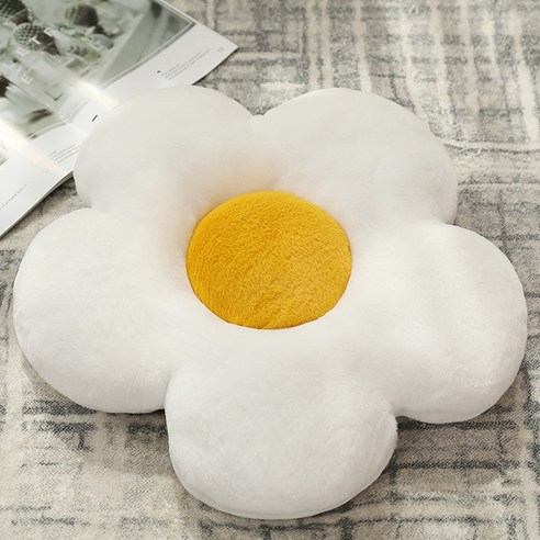 벨벳 꽃 방석 홈 소파 방석 부드럽다 데이지 사무실 의자 방석, 백색, 45*45cm