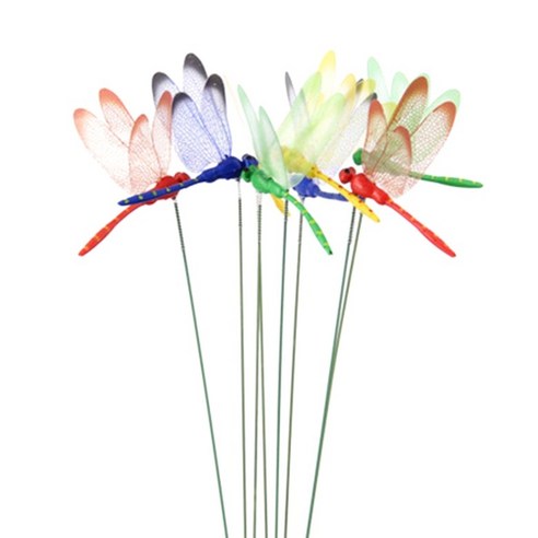12pcs 인공 잠자리 나비 정원 장식 야외 시뮬레이션 잠자리 스테이크 야드 식물 잔디 장식 스틱, 하나, 무작위 색상