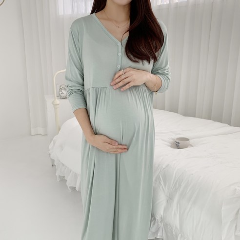 루시드라잇 국산 굿이브닝 긴팔 수유원피스 임부복 홈웨어
