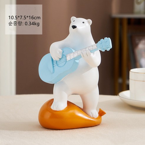 북유럽 모던 곰 수지 장식 거실 TV장 사무실 술장 생일선물, 기타리스트