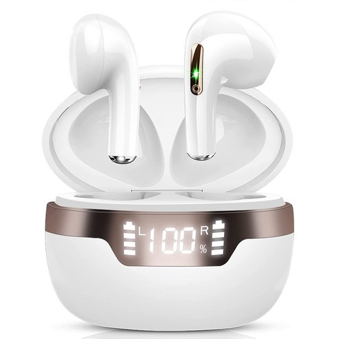 [LF] 블루투스 호환 V5.2 이어폰 TWS 무선이어폰 이어셋 방수 미니이어폰 스테레오 스포츠 이어셋, WHITE