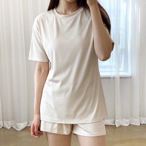 스토리원 여성 2pcs 베이직 반팔티 트레이닝 반바지 SET 홈웨어 RKWM-SET53