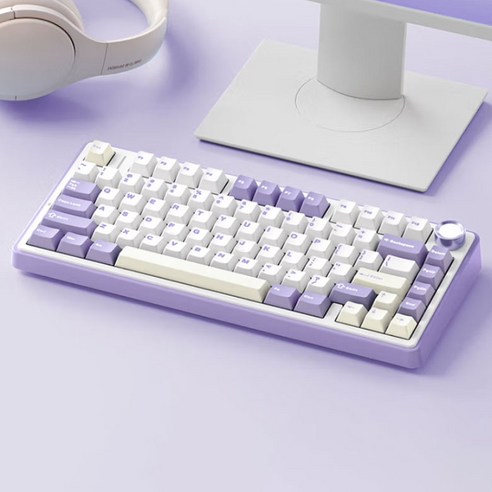독거미 AULA F75 무선 기계식 키보드 75 배열 PBT키캡, F75(RGB), 그레이축, 퍼플