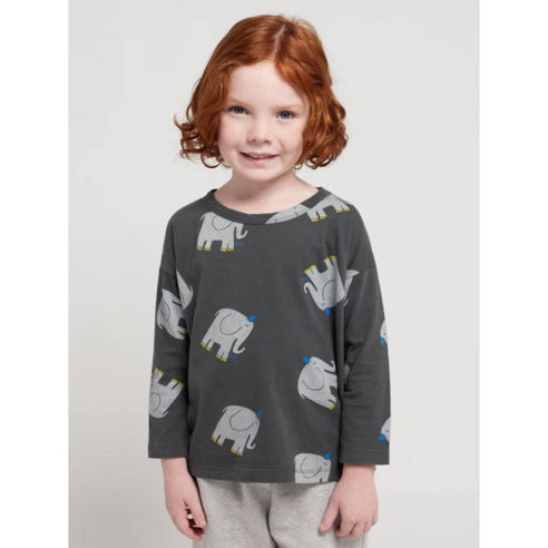 [BOBO CHOSES] 보보쇼즈 23FW 키즈 긴팔 티셔츠 The Elephant all over long sleeve T-shirt 223AC010