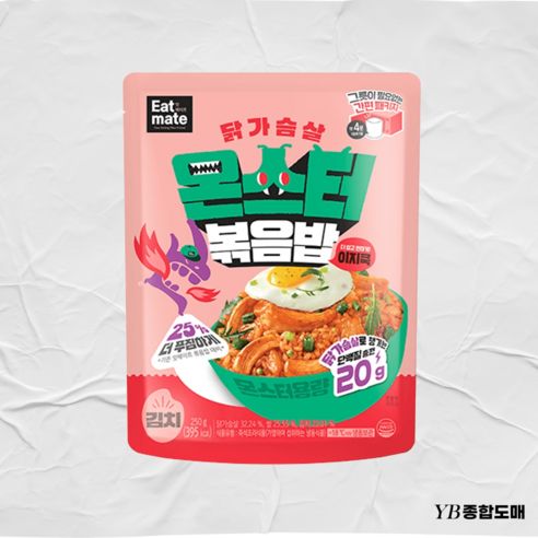 [랭킹닭컴] 잇메이트 닭가슴살 몬스터 볶음밥 이지쿡 김치, 7개, 250g
